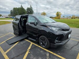 Black Toyota Sienna with Vantage Mobility Side Entry Automatic In Floor conversion