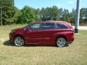 Red Toyota Sienna with BraunAbility Side Entry Automatic Fold Out conversion