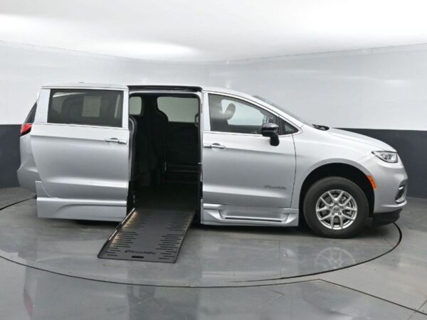 Silver Chrysler Pacifica with BraunAbility Side Entry Automatic Fold Out conversion