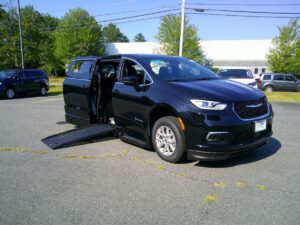 Black Chrysler Pacifica with BraunAbility Side Entry Automatic Fold Out conversion