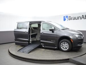 Grey Chrysler Voyager with BraunAbility Side Entry Automatic Fold Out conversion