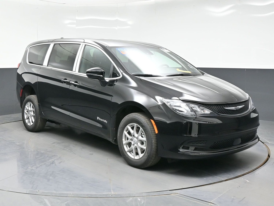Black Chrysler Voyager with BraunAbility Rear Entry Manual Fold Out conversion