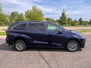 Blue Toyota Sienna with Driverge Rear Entry Manual Fold Out conversion