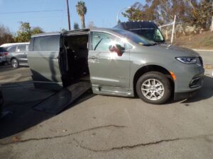 Grey Chrysler Pacifica with BraunAbility Side Entry Automatic In Floor conversion