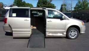 Brown Dodge Grand Caravan with BraunAbility Side Entry Automatic Fold Out conversion