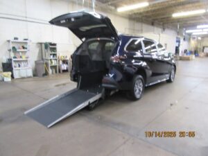 Blue Toyota Sienna with Driverge Rear Entry Manual Fold Out conversion