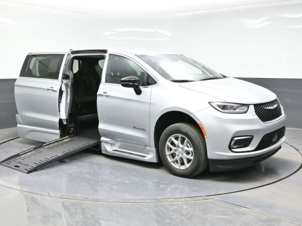 Silver Chrysler Pacifica with BraunAbility Side Entry Automatic Fold Out conversion