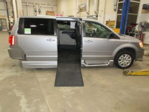 Silver Dodge Grand Caravan with Vantage Mobility Side Entry Automatic In Floor conversion