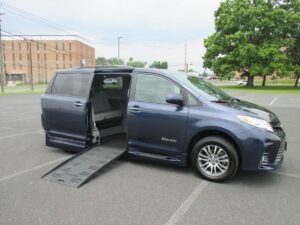 Blue Toyota Sienna with BraunAbility Side Entry Automatic Fold Out conversion