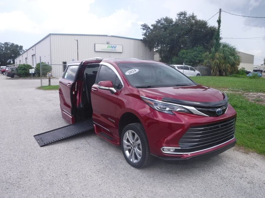 Red Toyota Sienna with BraunAbility Side Entry Automatic In Floor conversion