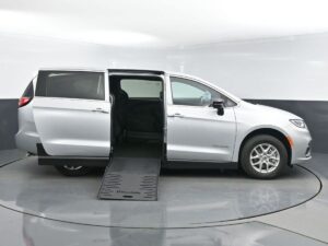 Silver Chrysler Pacifica with BraunAbility Side Entry Manual Fold Out conversion