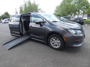 Grey Chrysler Voyager with BraunAbility Side Entry Automatic Fold Out conversion