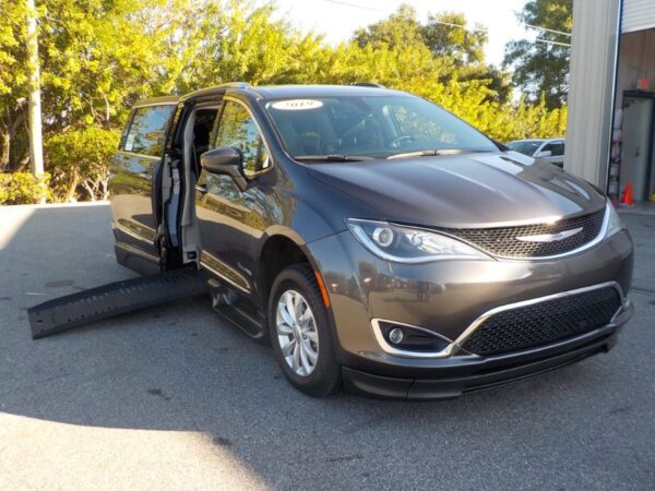 Grey Chrysler Pacifica with BraunAbility Side Entry Automatic Fold Out conversion