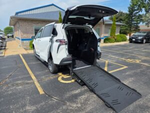 White Toyota Sienna with Vantage Mobility Rear Entry Manual Fold Out conversion