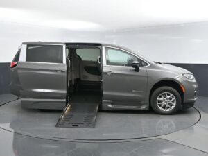 Grey Chrysler Pacifica with BraunAbility Side Entry Automatic Fold Out conversion