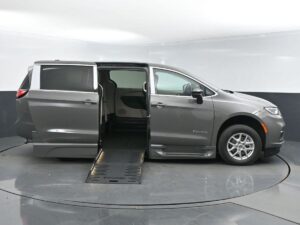 Grey Chrysler Pacifica with BraunAbility Side Entry Automatic Fold Out conversion