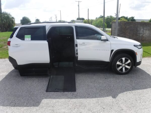 White Chevrolet Traverse with BraunAbility Side Entry Automatic In Floor conversion
