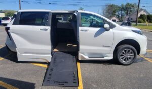 White Toyota Sienna with BraunAbility Side Entry Automatic In Floor conversion