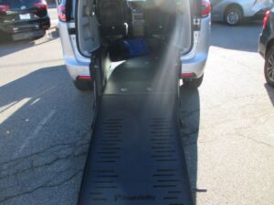 Silver Chrysler Pacifica with BraunAbility Rear Entry Manual Fold Out conversion