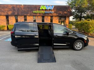 Black Chrysler Pacifica with BraunAbility Side Entry Automatic Fold Out conversion