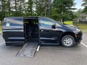 Black Chrysler Pacifica with BraunAbility Side Entry Automatic Fold Out conversion