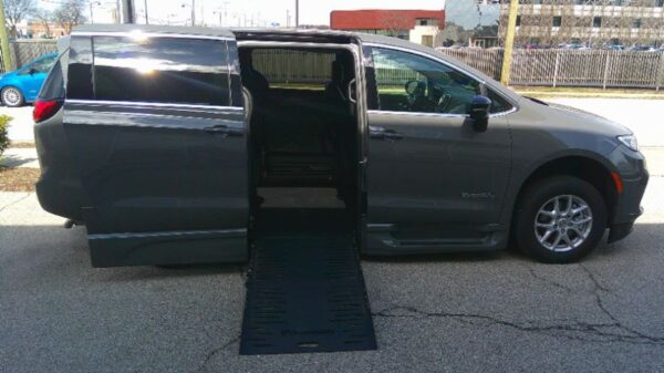 Grey Chrysler Pacifica with BraunAbility Side Entry Automatic Fold Out conversion