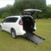 White Chrysler Voyager with FR Conversions Rear Entry Manual Fold Out conversion