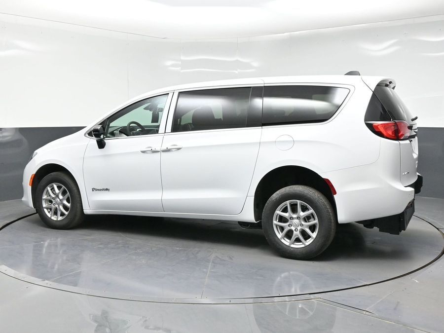 White Chrysler Voyager with BraunAbility Rear Entry Manual Fold Out conversion