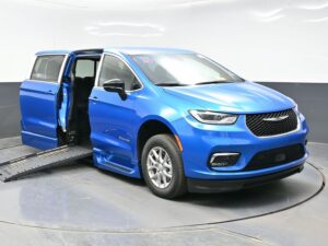 Blue Chrysler Pacifica with BraunAbility Side Entry Automatic Fold Out conversion