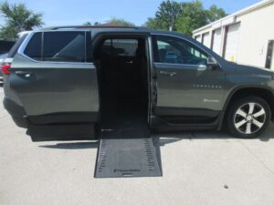Silver Chevrolet Traverse with BraunAbility Side Entry Automatic In Floor conversion