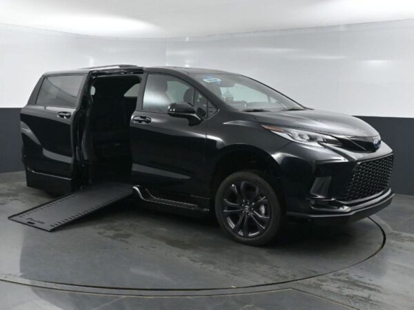 Black Toyota Sienna with BraunAbility Side Entry Automatic In Floor conversion