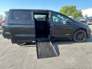 Black Chrysler Pacifica with Driverge Side Entry Automatic Fold Out conversion