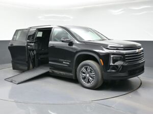 Black Chevrolet Traverse with BraunAbility Side Entry Automatic In Floor conversion