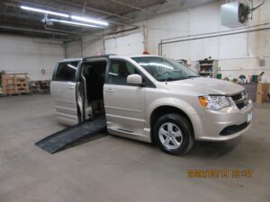 Brown Dodge Grand Caravan with BraunAbility Side Entry Automatic Fold Out conversion