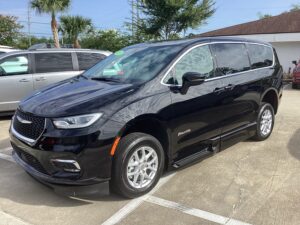 Black Chrysler Pacifica with BraunAbility Side Entry Automatic Fold Out conversion