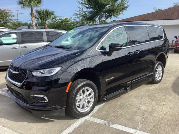 Black Chrysler Pacifica with BraunAbility Side Entry Automatic Fold Out conversion