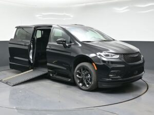 Black Chrysler Pacifica with BraunAbility Side Entry Automatic In Floor conversion