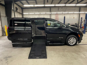 Black Chrysler Pacifica with BraunAbility Side Entry Automatic Fold Out conversion