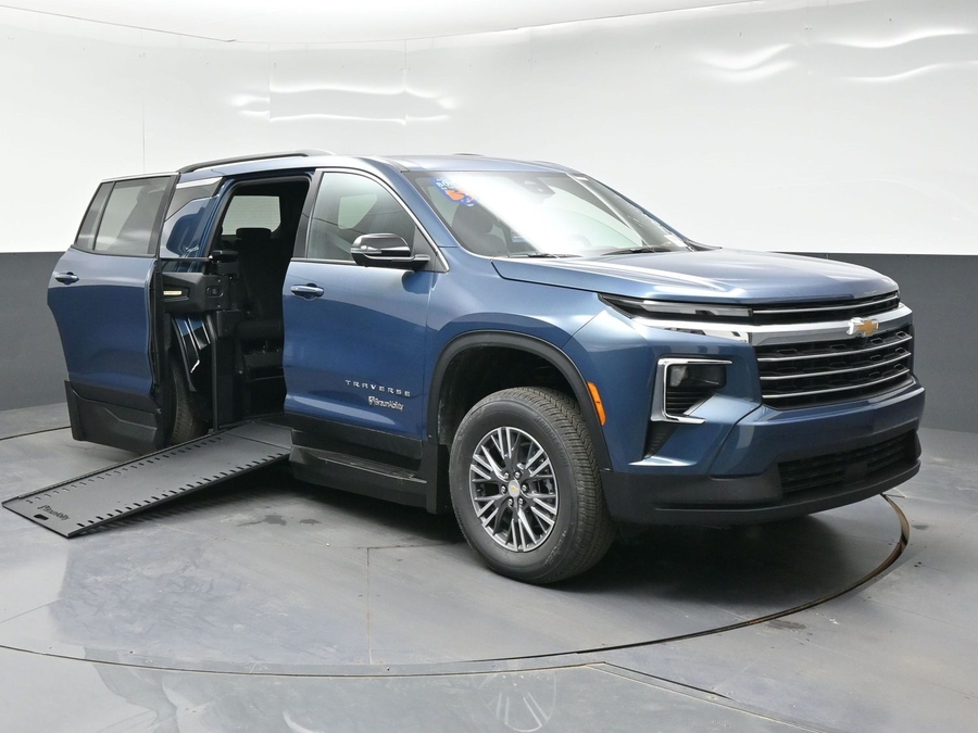 Blue Chevrolet Traverse with BraunAbility Side Entry Automatic In Floor conversion