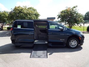 Blue Chrysler Pacifica with BraunAbility Side Entry Automatic Fold Out conversion