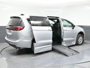 Silver Chrysler Pacifica with BraunAbility Side Entry Automatic Fold Out conversion