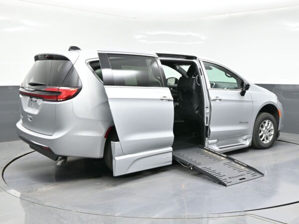Silver Chrysler Pacifica with BraunAbility Side Entry Automatic Fold Out conversion