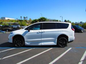 White Chrysler Pacifica with Vantage Mobility Side Entry Automatic In Floor conversion