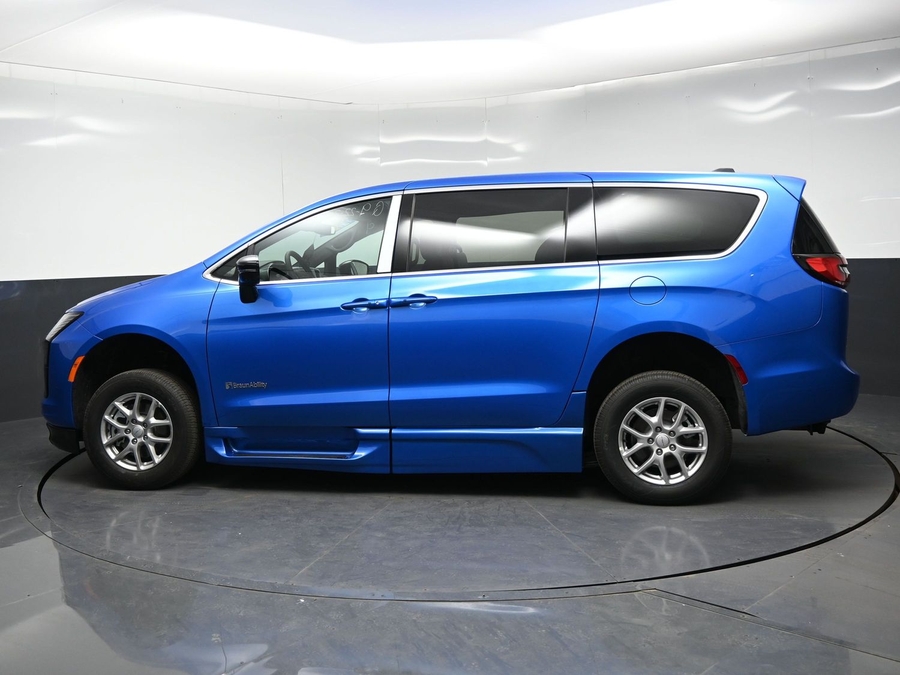 Blue Chrysler Pacifica with BraunAbility Side Entry Automatic Fold Out conversion
