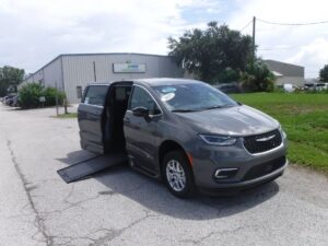 Grey Chrysler Pacifica with BraunAbility Side Entry Automatic In Floor conversion