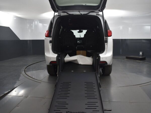 White Chrysler Voyager with BraunAbility Rear Entry Manual Fold Out conversion