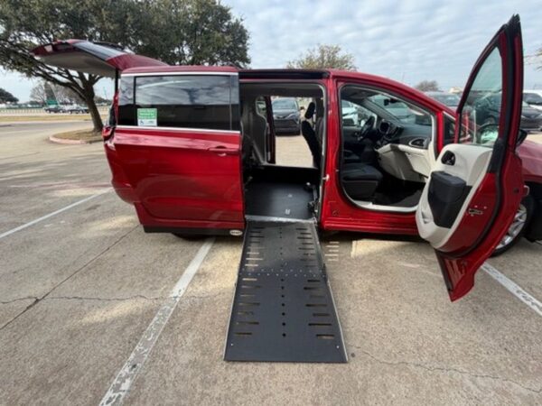 Red Chrysler Pacifica with Driverge Side Entry Automatic Fold Out conversion