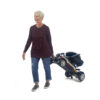 buzzaround carry on scooter with person pulling it while folded