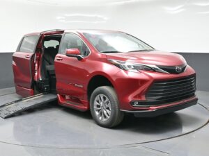 Red Toyota Sienna with BraunAbility Side Entry Automatic Fold Out conversion