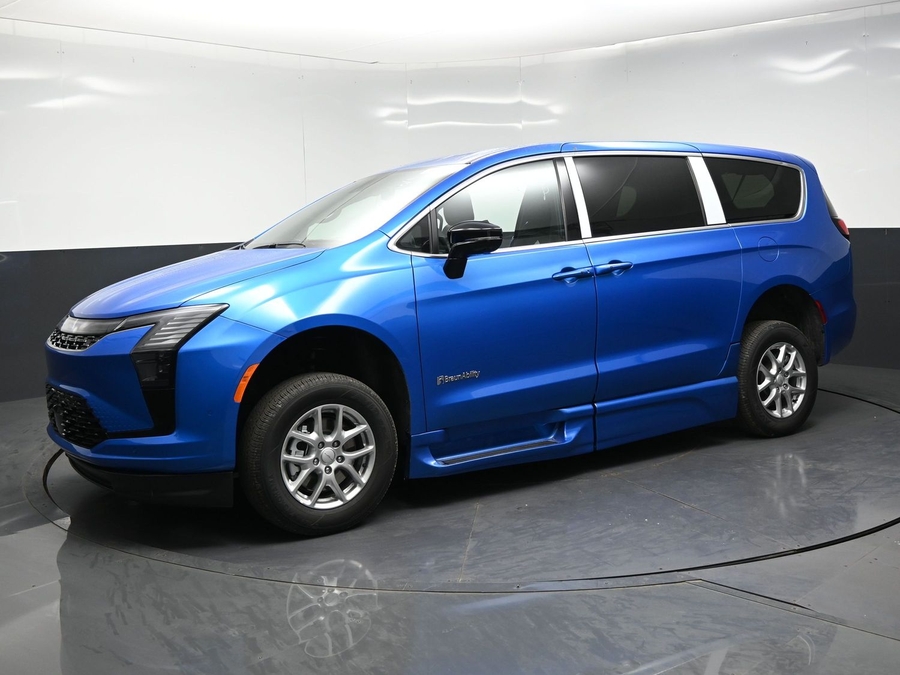 Blue Chrysler Pacifica with BraunAbility Side Entry Automatic In Floor conversion